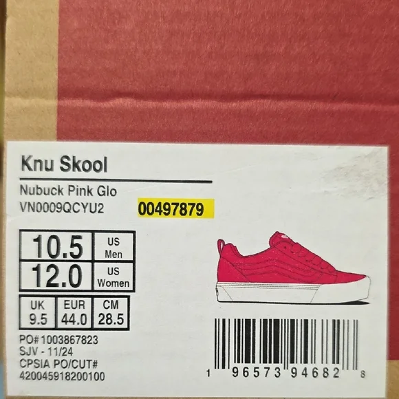 Vans Knu Skool Nubuck Pink Glo – Men’s 10.5 / Women’s 12 – New w/ Box